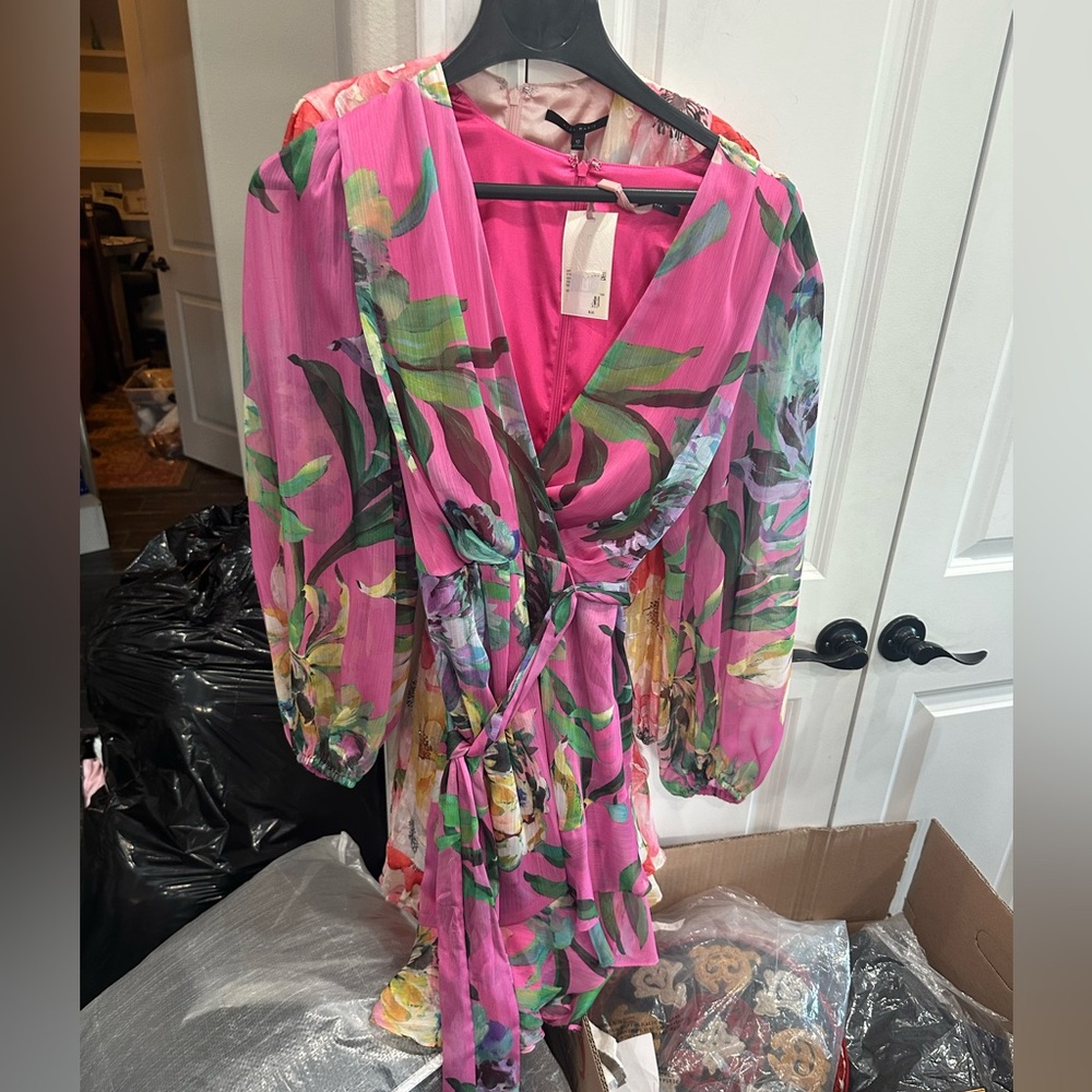 Chelsea & Violet Pink Floral Wrap Dress